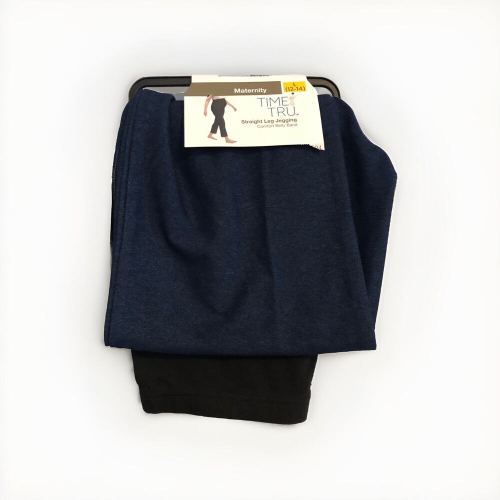 Time and Tru‎ Maternity Large Straight Leg Jegging Comfort Belly Band Dark Denim